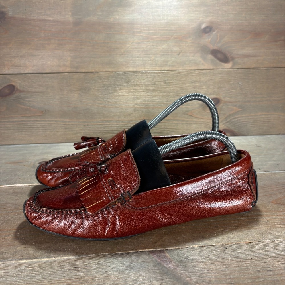 ll bean womens size 8 shoes Brown Leather Kiltie Tassel Fringe Moc Loafers